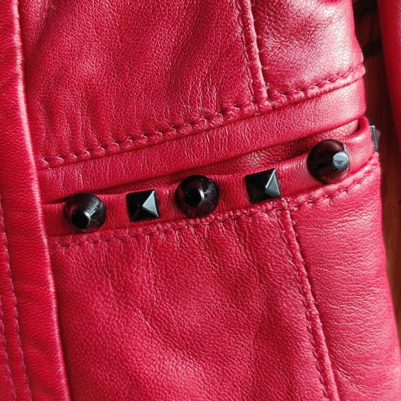 Danier Red Leather Studded Jacket - Picture 2 of 6